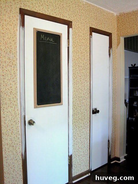 Current view of the kitchen pantry wall adjacent to the dining room entrance