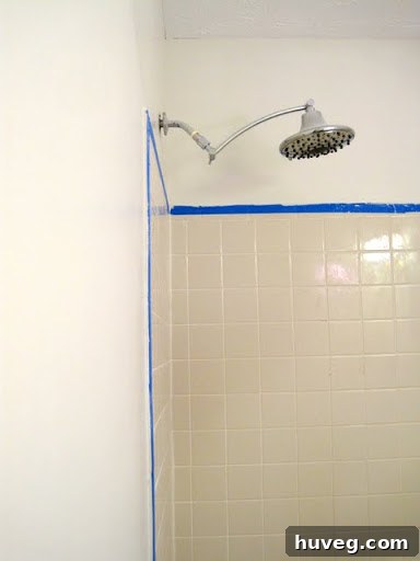 Final view of the freshly painted primary bathroom walls