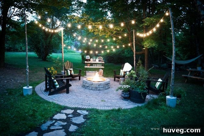 Brooklyn Limestone's Beautiful Nighttime Backyard Oasis