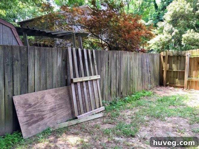 Old Fenced Yard with Neglected Section on Left Side
