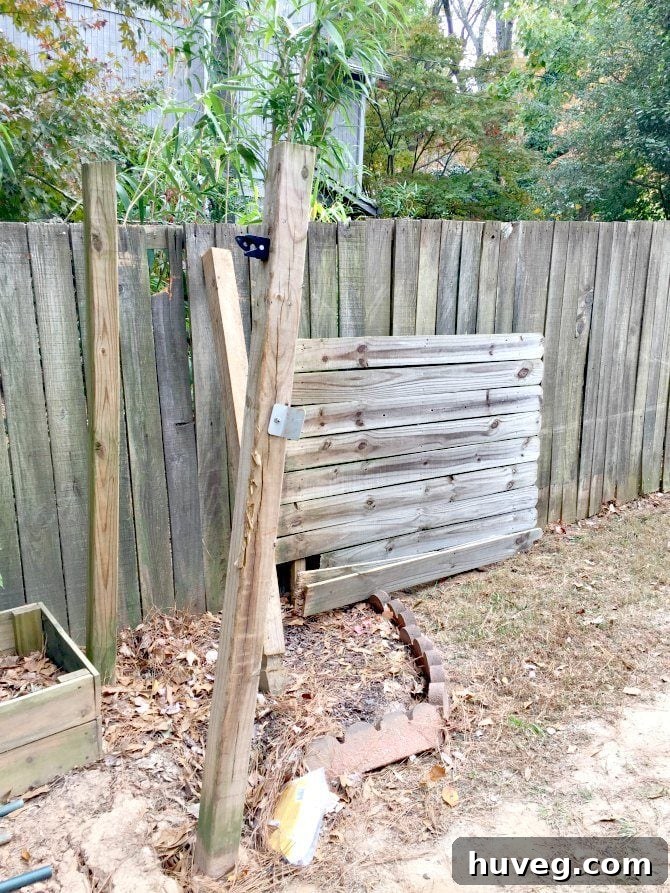 damaged fence post