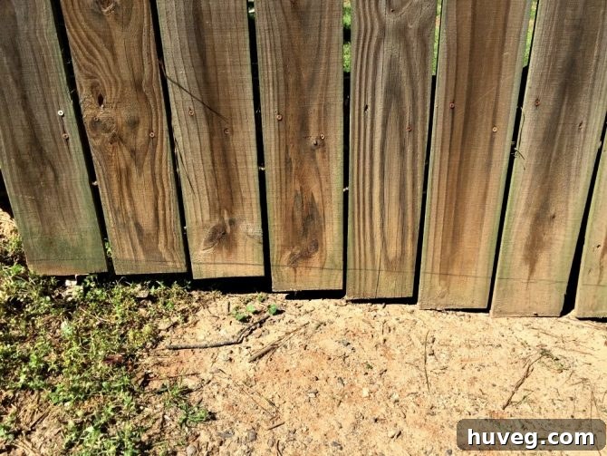 pencil line along fence gate