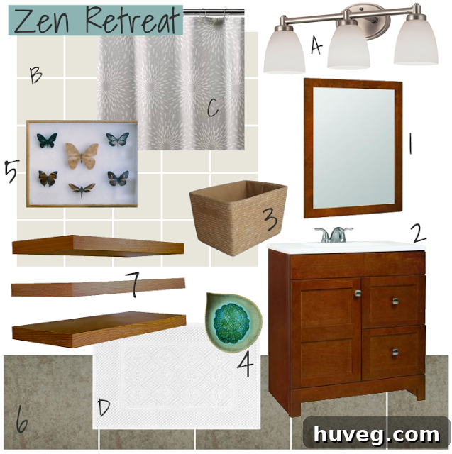 Zen Retreat Bathroom Mood Board Design