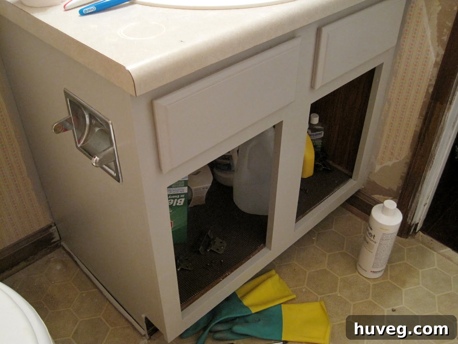 After Rust-Oleum Cabinet Transformation - refreshed, modern cabinet without doors