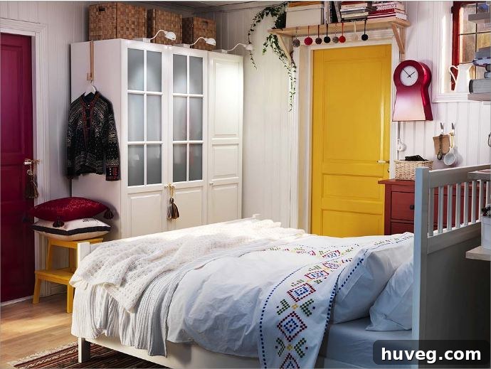 IKEA bedroom photo B - improved, aesthetically pleasing design with streamlined bed and optimized storage