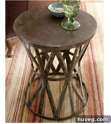 Elegant rustic wooden side table from Horchow, perfect for adding warmth and character to a modern living room.