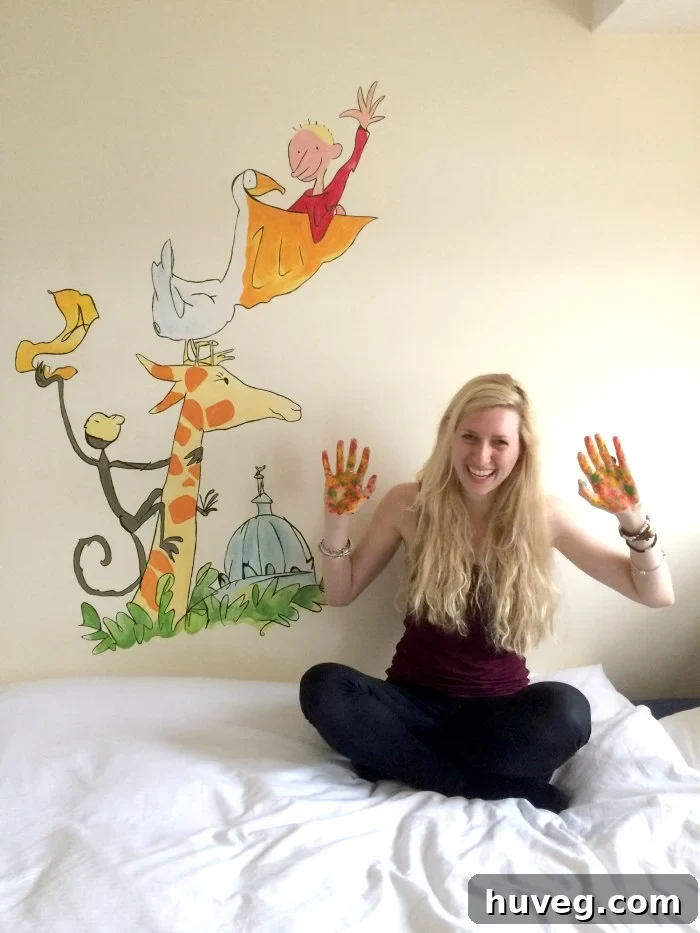 A beautifully completed custom wall mural for a child's bedroom, showcasing the final artistic result and personalized decor.