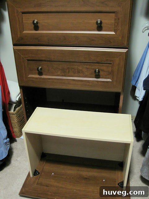 Dresser with drawer on floor