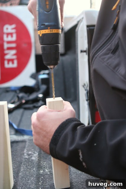 Drilling pilot hole into dog bowl stand leg