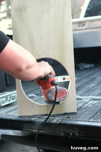 Sanding rough edges of dog bowl openings