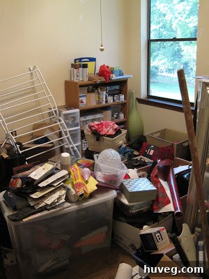 Another view of the cluttered craft room after some time