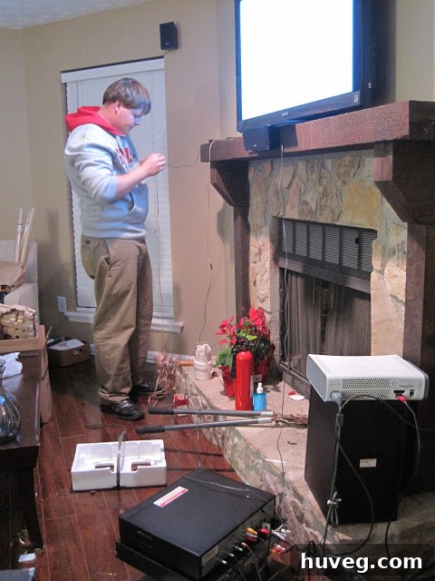 Unboxed components of a surround sound system spread out