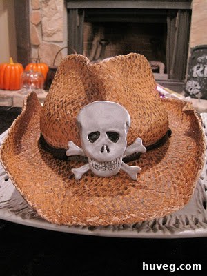 Handmade spooky skull decorations crafted with Sculpey Clay