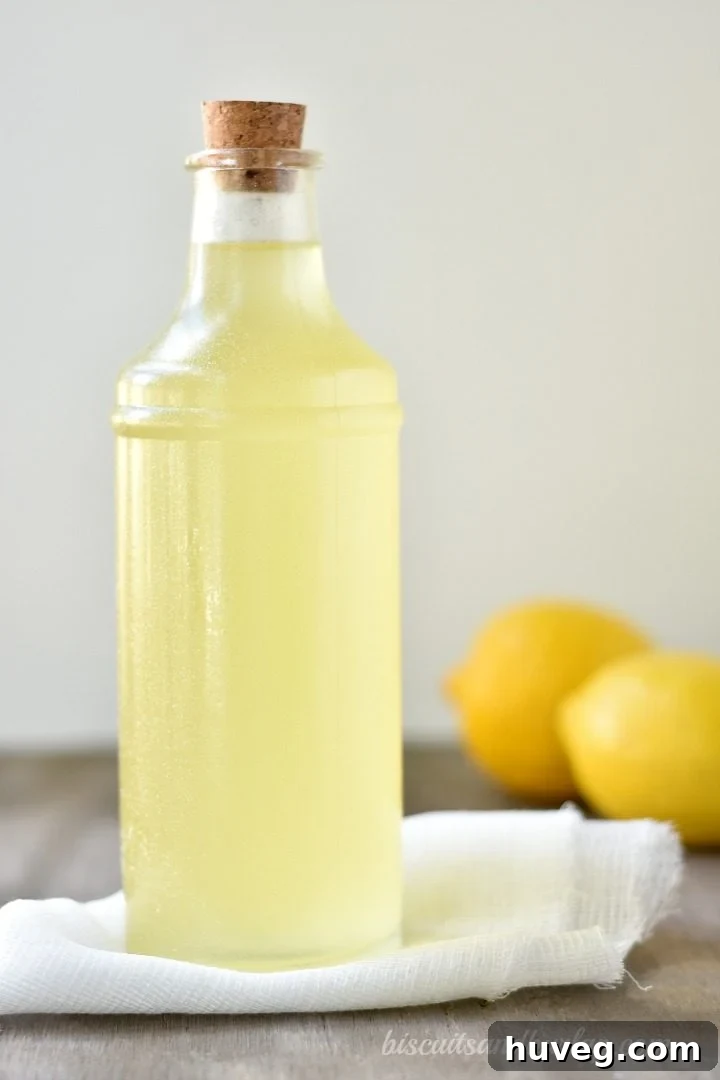 Bottle of homemade or authentic Italian limoncello
