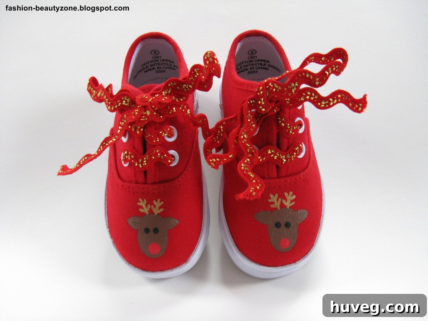 Adorable children's Christmas shoes, brightly colored and festive.