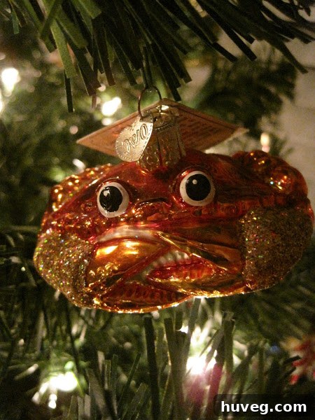 A unique ornament symbolizing a beloved holiday song from childhood, perhaps a musical note or a character from a Christmas carol.
