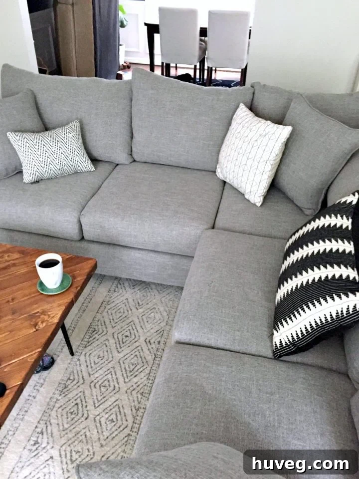 new medium gray sectional - living room