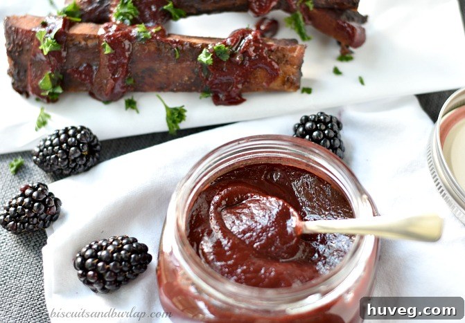 Homemade Blackberry BBQ Sauce recipe by Biscuits and Burlap