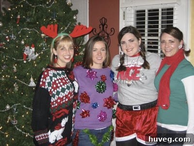 A group of friends enjoying a festive holiday gathering, sharing drinks and laughter.