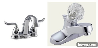 Classic centerset faucet styles with integrated handles