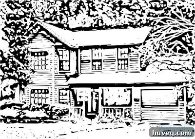 A photo of a house transformed into a creative sketch, possibly for use as a holiday card.