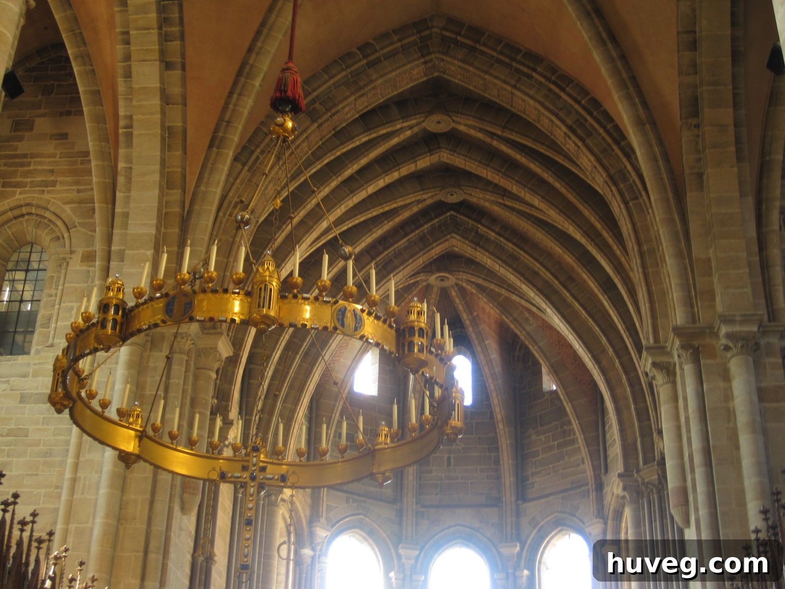 Massive chandelier hanging in the Bamberg Cathedral