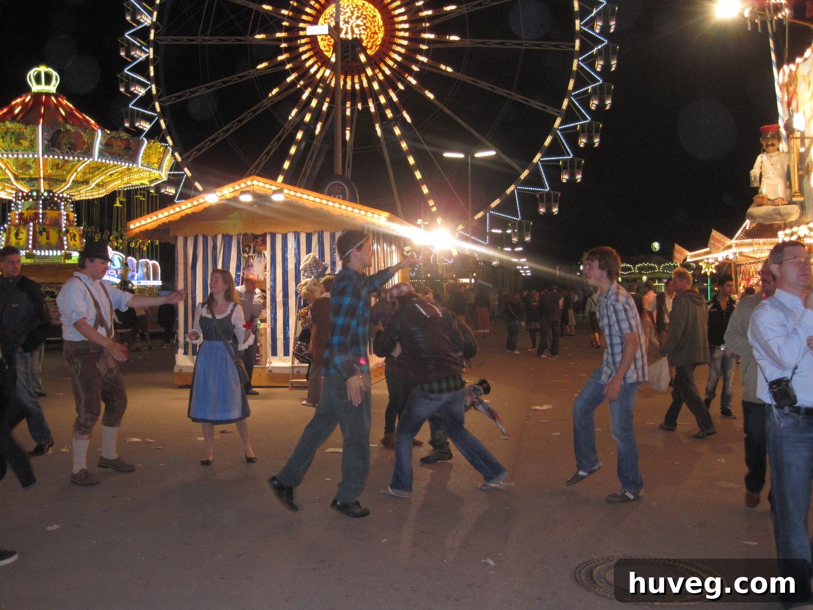 People drinking beer at Oktoberfest
