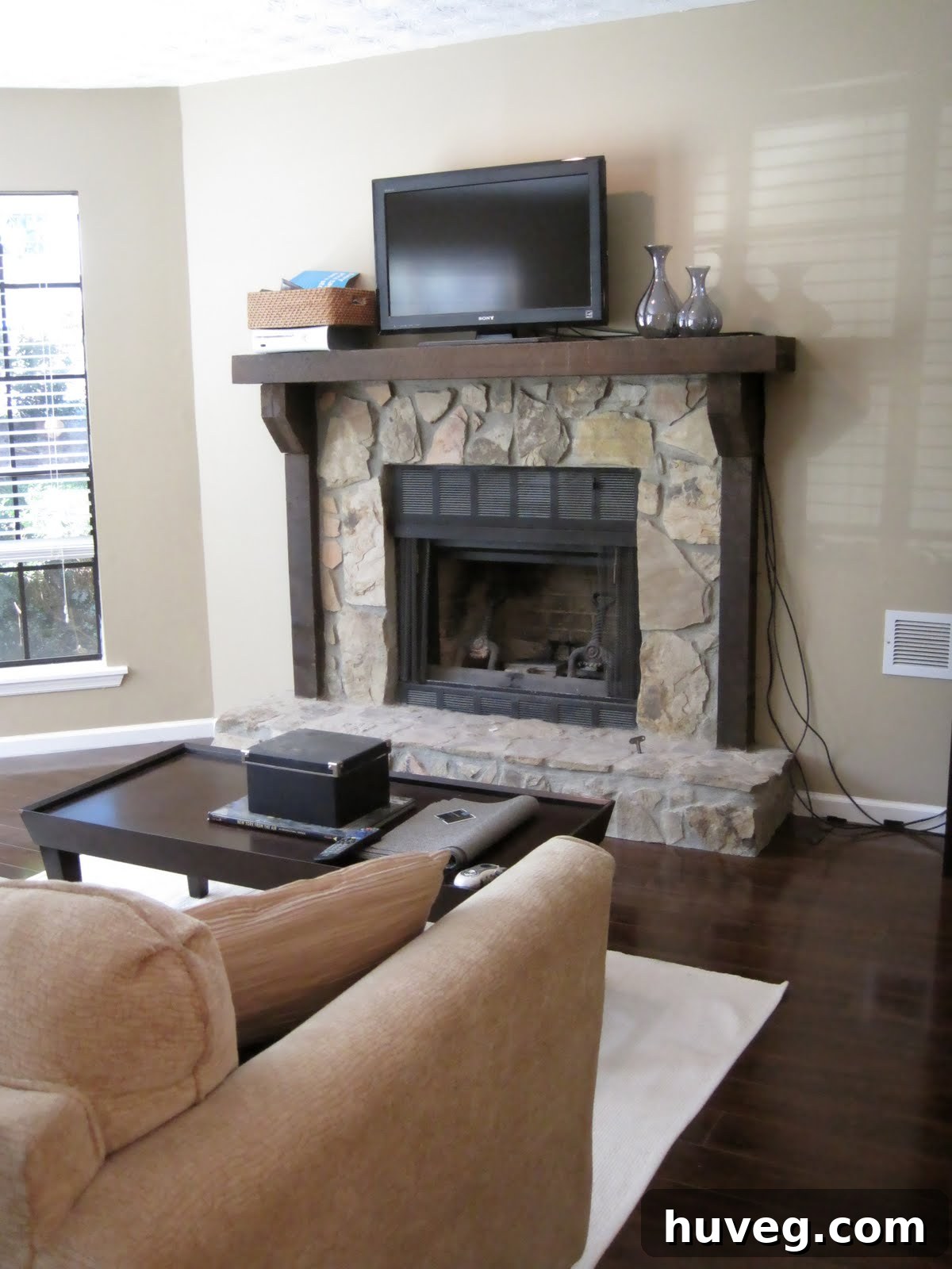 Newly installed modern laminate flooring in living room