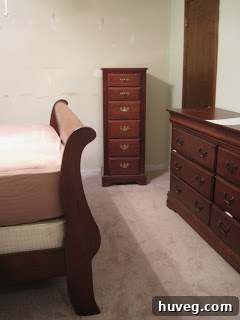 Before and after comparison of a guest bedroom, highlighting the significant improvement with new carpet.
