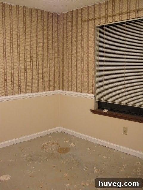 Newly painted brighter dining room trim, showing a significant improvement