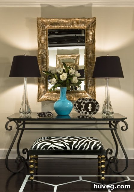 A chic and modern interior featuring turquoise accents, possibly reminiscent of an urban apartment style, blending sophistication with a touch of vibrant color.