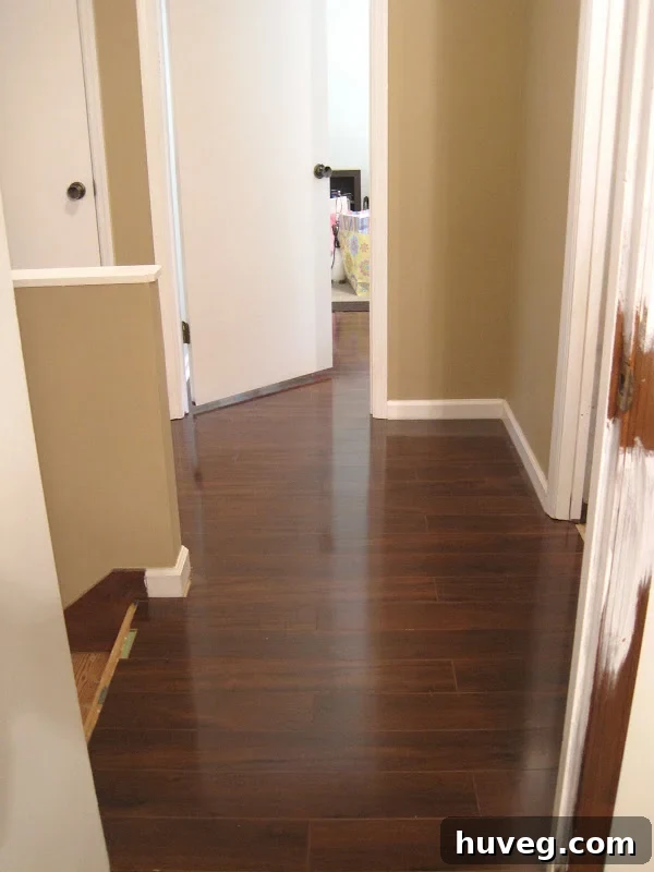 Close-up of Finished Laminate Flooring in Hallway