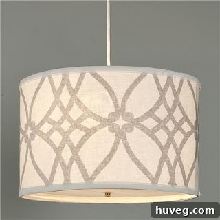 Trellis Linen Drum Shade example