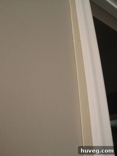 Close-up of a painted trim showing clean, crisp lines from FrogTape