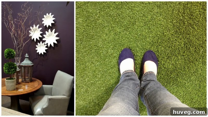 Kooky astro turf floor at Savvy Snoot Atlanta consignment store