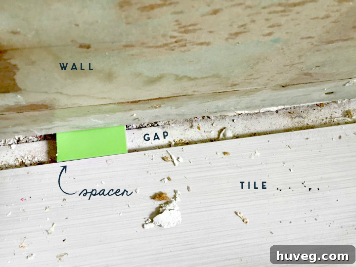 Using a spacer to help stabilize and level the baseboard during installation