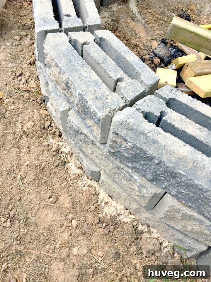 My fire pit features three layers of stones laid in a half-bonding pattern, which creates a stronger and more durable structure.