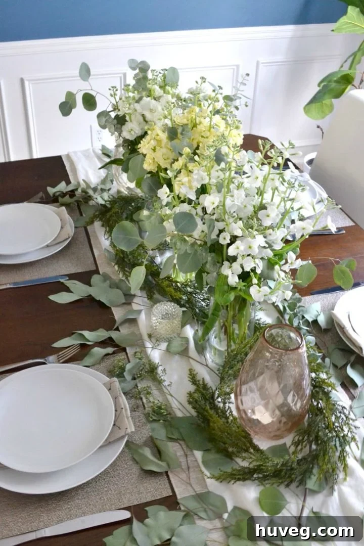 greenery on dining room table