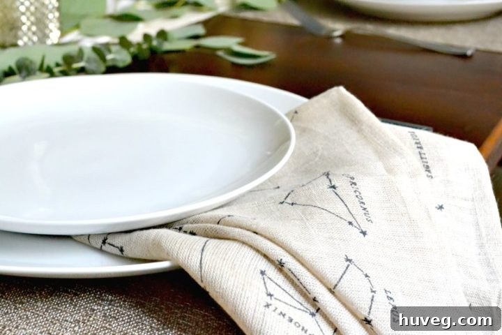 dining plate with constellation napkins
