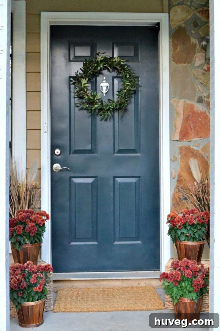 closeup of front door - fall home tour