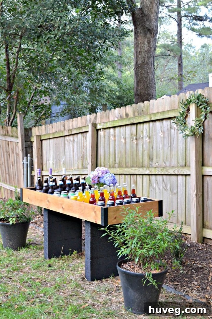 DIY party cooler station, ideal for effortless outdoor entertaining