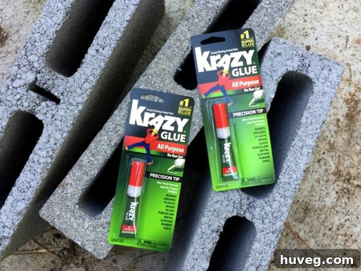 Krazy Glue bonding cinder blocks for a strong outdoor drink station base