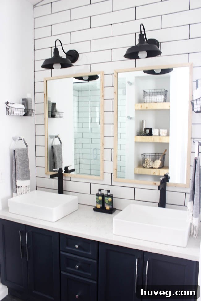 DIY Modern Bathroom Mirrors with custom cut glass by Lindi, showcasing advanced DIY skills