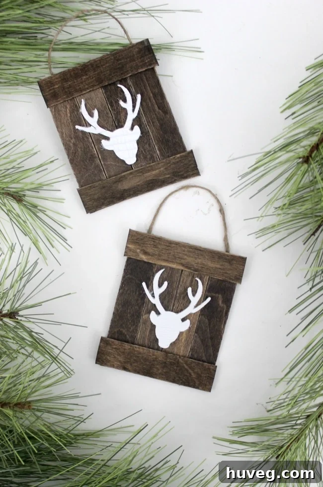 DIY Mini Deer Pallet Ornament from Love Create Celebrate, a perfect holiday lap craft project