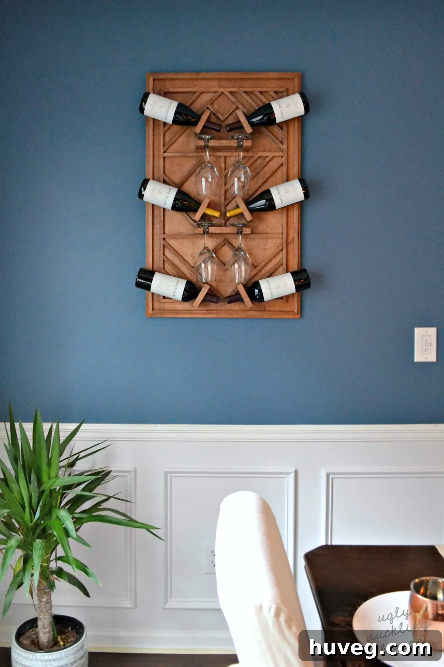 New dining room plywood art wine rack installed and styled