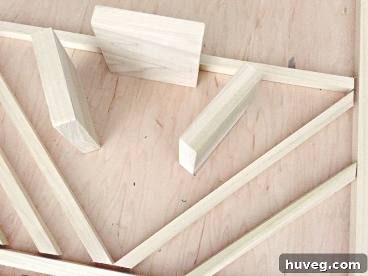 Detail of a rustic wine rack build, showcasing joint work and wood grain
