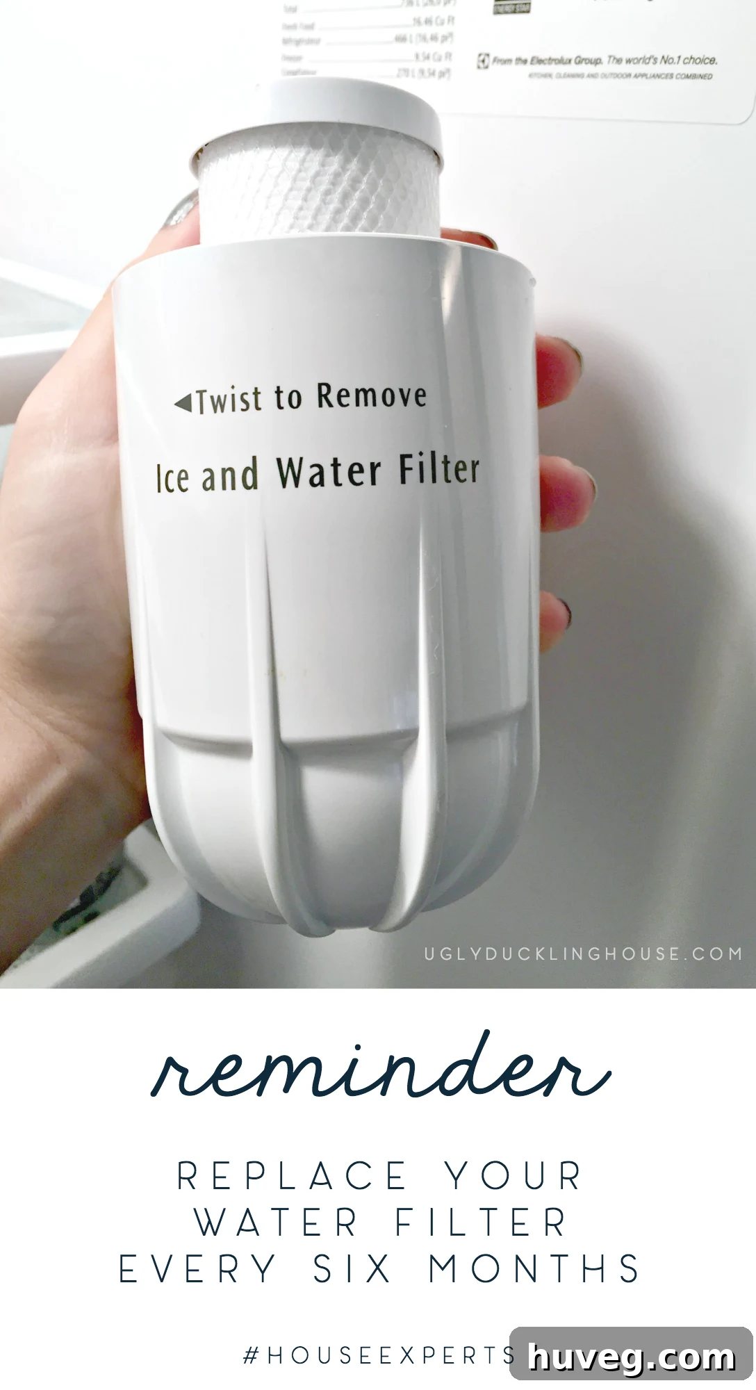 reminder graphic: replace water filter every six months for clean water