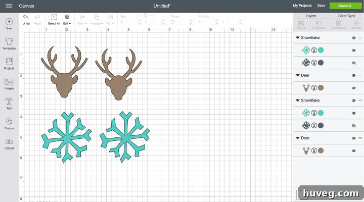 Cricut Design Space interface showing the ornament design