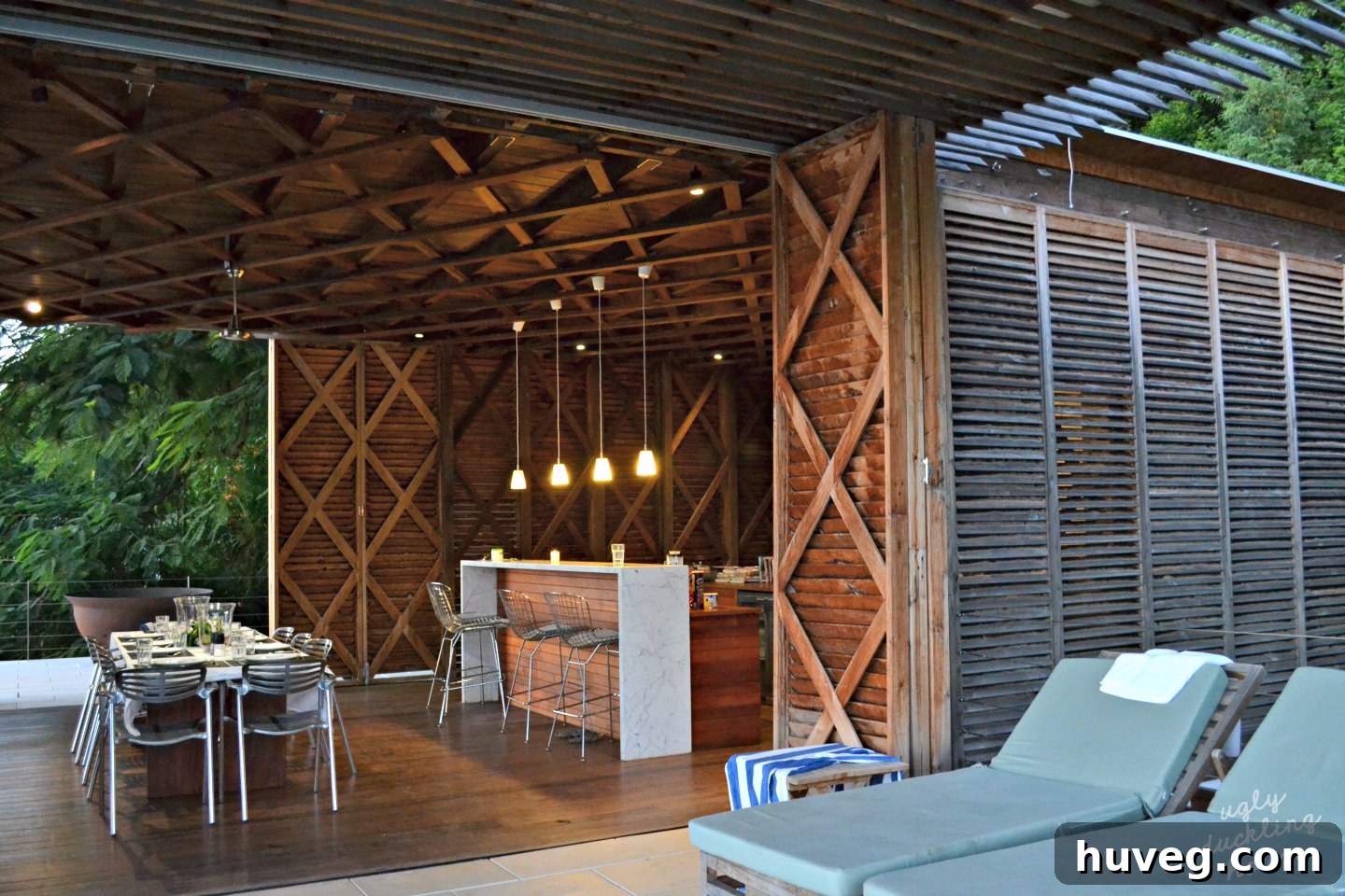 St Lucia - wood slats - villa interior