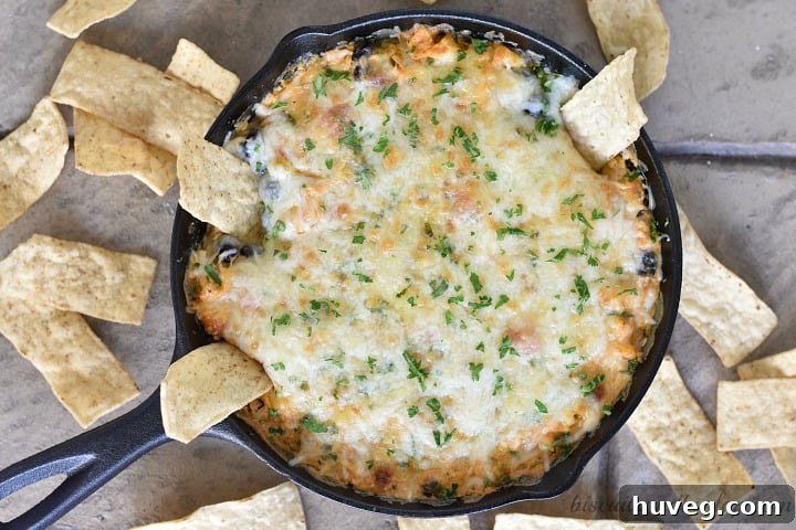 Hot chicken enchilada dip with tortilla chips